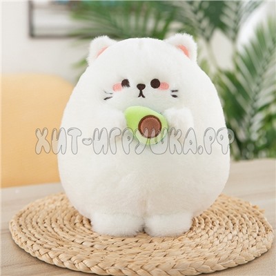 Мягкая игрушка Котик с авокадо 25 см (ВЫБОР ЦВЕТА) 230212-1, 230212-1, 230212-1_beige, 230212-1_white