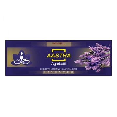 Aastha agarbatti LAVENDER, Patanjali (Аастха благовония ЛАВАНДА, Патанджали), пакет, 18 палочек.