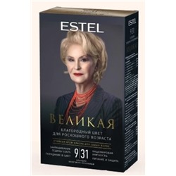 ВЕЛИКАЯ Стойкая крем-краска д/седых волос 9/31 блондин золотисто-пепельный Estel