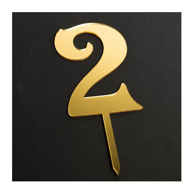 Топпер "Цифра 2" фигурный золото 5*8 см