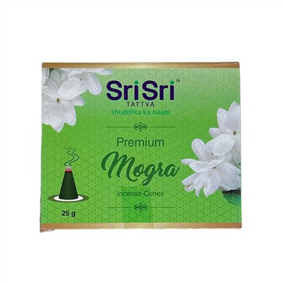 Premium MOGRA Incense Cones, Sri Sri Tattva (Премиум МОГРА благовония конусы, Шри Шри Таттва), 25 г.