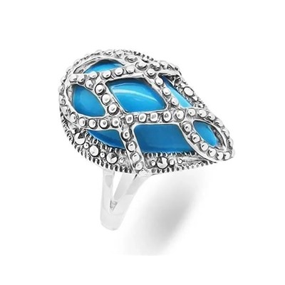 Кольцо из серебра бирюза пресс., марказит, SL-AGA21
