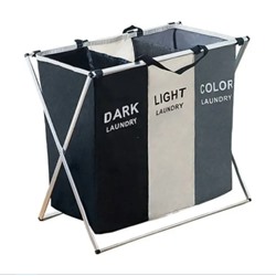 Корзина для сортировки белья 3 секции DARK/COLOR/LIGHT
