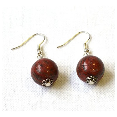 Серьги Яшма шарик 13мм SH 501599