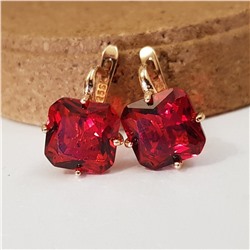 Серьги коллекция "Дубай" покрытие позолота, красный камень, V 0125, арт.747.067