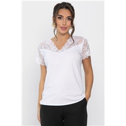 Блуза с кружевом Инь-Янь (белая) Б14256-18М
