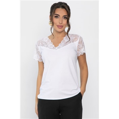 Блуза с кружевом Инь-Янь (белая) Б14256-18М