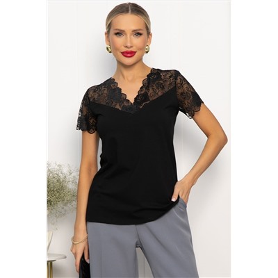 Блуза с кружевом Инь-Янь (черная) Б14257-18М