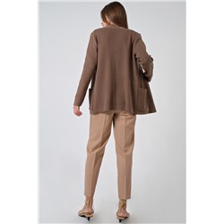 Кардиган вязаный короткий с карманами из хлопка бежевый