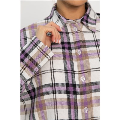 Рубашка оверсайз Дарика (бело-сиреневая) Б14253-30М