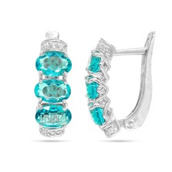 Серьги из серебра параиба кварц, СПН4192