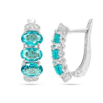Серьги из серебра параиба кварц, СПН4192
