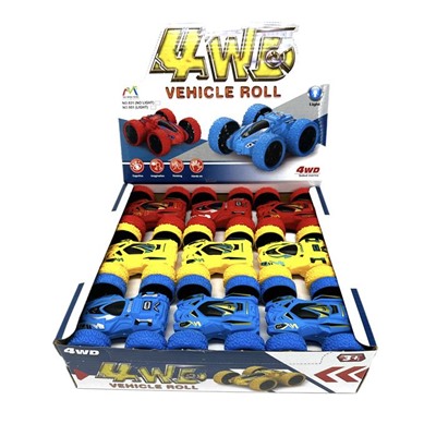 Машина Перевертыш (инерцион.) 4WD 3цвета 9*8см  / шоубокс 18шт 831