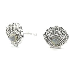 Серьги гвоздики с лабрадором Ракушка 10*10мм, 1,9
