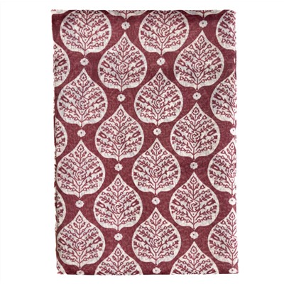 Сари ISHITA HOUSE, Golden Patta, с печатным принтом ЛИСТЬЯ, цвет БОРДОВЫЙ (Size: Onesize, с отрезом для блузы), 1 шт.
