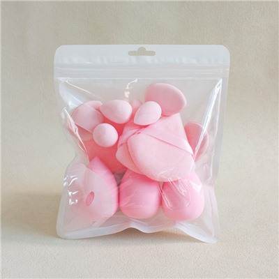 Набор спонжей для макияжа 12 штук разных форм и размеров. Цвет: РОЗОВЫЙ