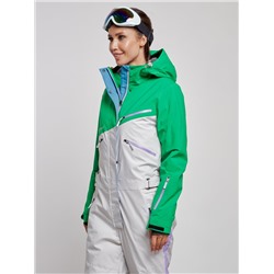 Горнолыжный комбинезон женский зимний зеленого цвета 2326Z