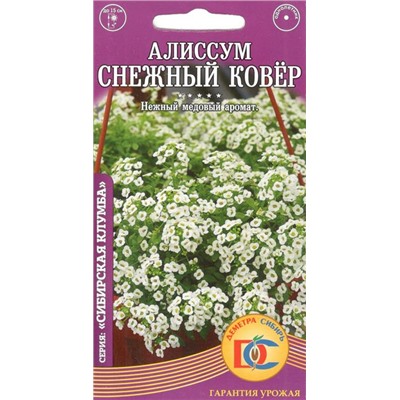 Цветы Алиссум Снежный ковер Белый (0,05г) Дем Сиб (мин.10шт.)