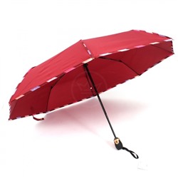Зонт женский ТриСлона-L 3807 B,  R=58см,  суперавт;  8спиц,  3слож,  полиэстер,  бордо 228778