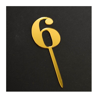 Топпер "Цифра 6" золото 3,5*5 см