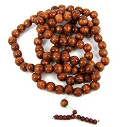 Чётки Коричневые из дерева С ХОТЕЕМ (дерево, лак, бусины по 12-13 мм.), 1 шт.