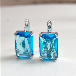 Серьги, покрытие родий, голубой камень, арт.032.467