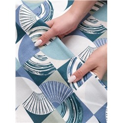 Штора набив. «Абстракция»-сине-зеленый тесьма хлопок 100% 155*180 см.