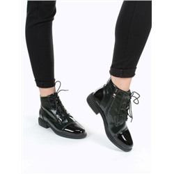 CC061-3 BLACK/GREEN Ботинки женские (натуральная кожа, байка) размер 39
