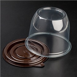 Контейнер для пирожного круглый, коричневое дно, 132*103 мм