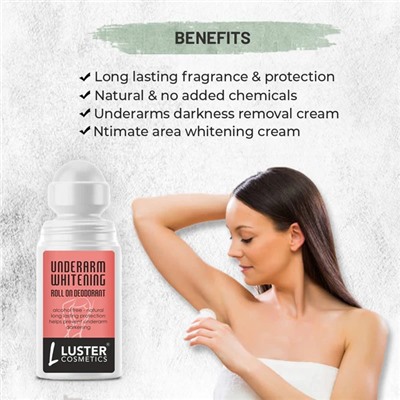 UNDERARM WHITENING Roll On Deodorant, Luster (ОТБЕЛИВАНИЕ ПОДМЫШЕК роликовый дезодорант, Ластер), 50 мл.