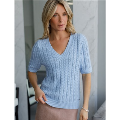 Джемпер фактурной вязки из хлопка с кашемиром