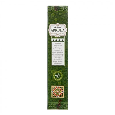 Goloka ARRUDA Masala Incense (Высококачественные индийские пыльцовые благовония АРРУДА, Голока), 15 г.