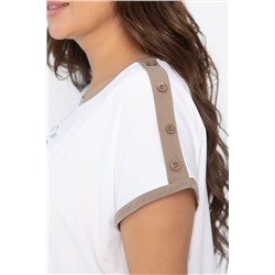 Блуза Далия (бело-коричневая) Б13803-20М