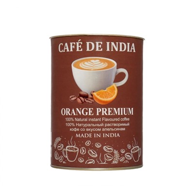Cafe De India ORANGE PREMIUM, Bharat Bazaar (100% Натуральный растворимый кофе СО ВКУСОМ АПЕЛЬСИНА, Бхарат Базаар), 100 г.