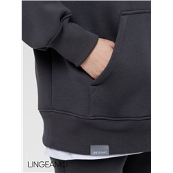 Женский худи оверсайз из футера с начесом Lingeamo темно-серый ВК-24 (13)