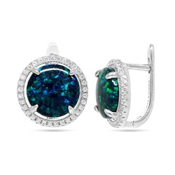 Серьги из серебра опал черный, МОВ0333