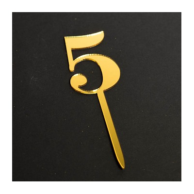 Топпер "Цифра 5" золото 3*5 см