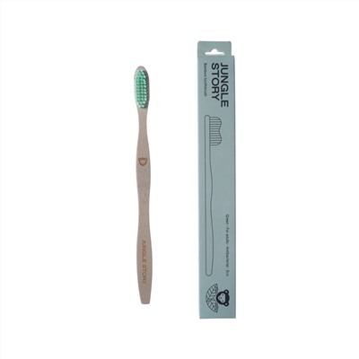 GREEN, For Adults, Antibacterial, Eco, Bamboo Toothbrush, MEDIUM SOFT, Jungle Story (ЗЕЛЁНАЯ, для взрослых, антибактериальная, эко, бамбуковая зубная щётка), 1 шт.