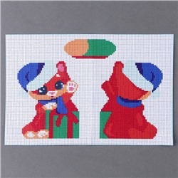 Вышивка крестиком. Игрушка «Котёнок с подарком»