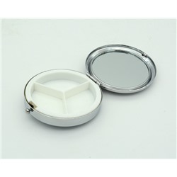 Карманная таблетница на 3 отсека с родонитом, серебристая