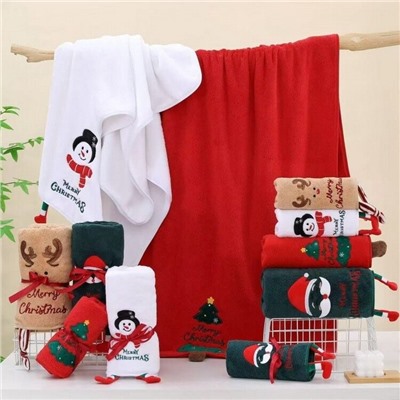 Полотенце из микрофибры "Новогодние герои" с атласной каймой 35*75 см.