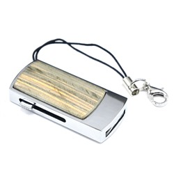 Флеш карта USB на 32GB с накладкой из лабрадорита, серебристая