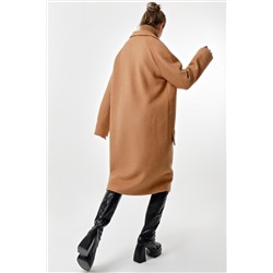 Пальто оверсайз длинное из шерсти кэмел