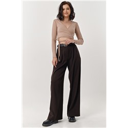 Брюки палаццо с завышенной талией черные