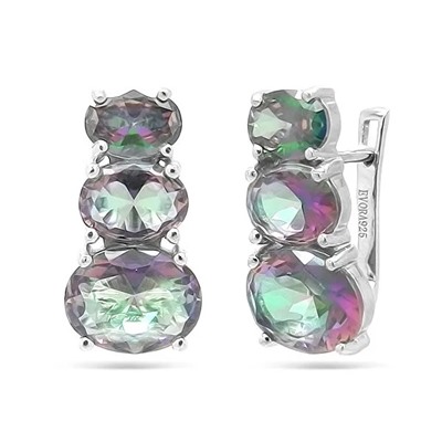 Серьги из серебра мистик кварц, Флави