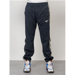 Спортивный костюм мужской модный из микровельвета темно-серого цвета 15015TC