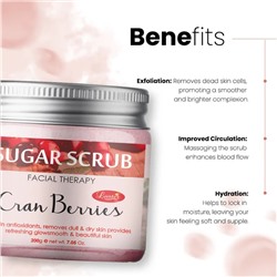 CRAN BERRIES Sugar Scrub, Luster (КЛЮКВА сахарный скраб для лица, Ластер), 200 г.