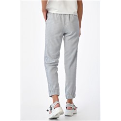 Джоггеры с лампасами в клетку серые