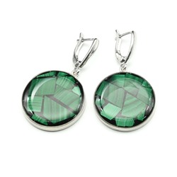Серьги "Мозаика" из малахита 25мм.