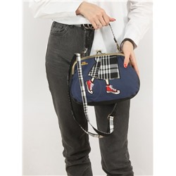 Сумка женская иск/кожа+текстиль ZPT-MC 8-6376,  1отд,  1внут,  1внеш карм,  плечевой ремень,  синий/черный 252246